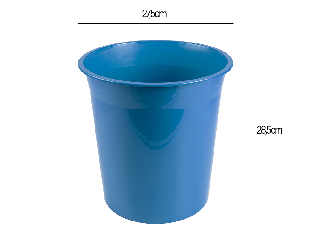 PAPELERA PLASTICO LIDERPAPEL CELESTE OPACO 13 LITROS 275X285 MM