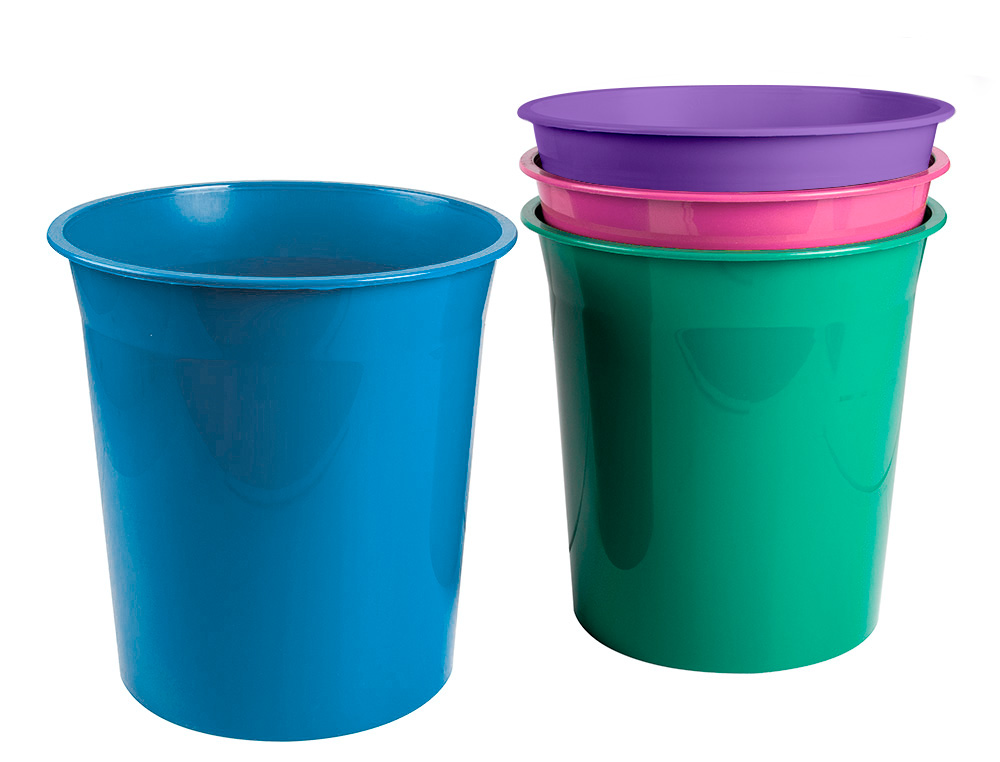 PAPELERA PLASTICO LIDERPAPEL CELESTE OPACO 13 LITROS 275X285 MM