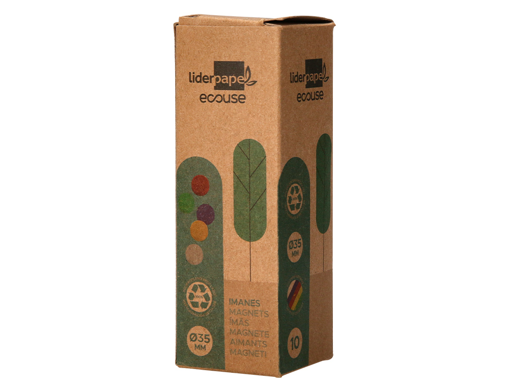IMAN PARA SUJECION LIDERPAPEL ECOUSE PP RECICLADO PARA PIZARRA MAGNETICA 35 MM CAJA DE 10 UNIDADES