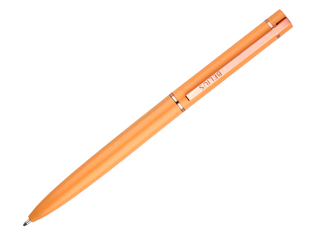 BOLIGRAFO BELIUS ROSE ALUMINIO COLOR NARANJA/ORO ROSA TINTA AZUL CAJA DE DISEO