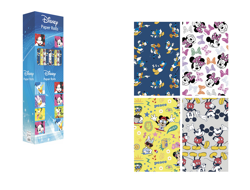 PAPEL DE REGALO BASIKA DISNEY ROLLO ANCHO 100 CM LONGITUD 3 MT DISEÑOS SURTIDOS GRAMAJE 50 GR