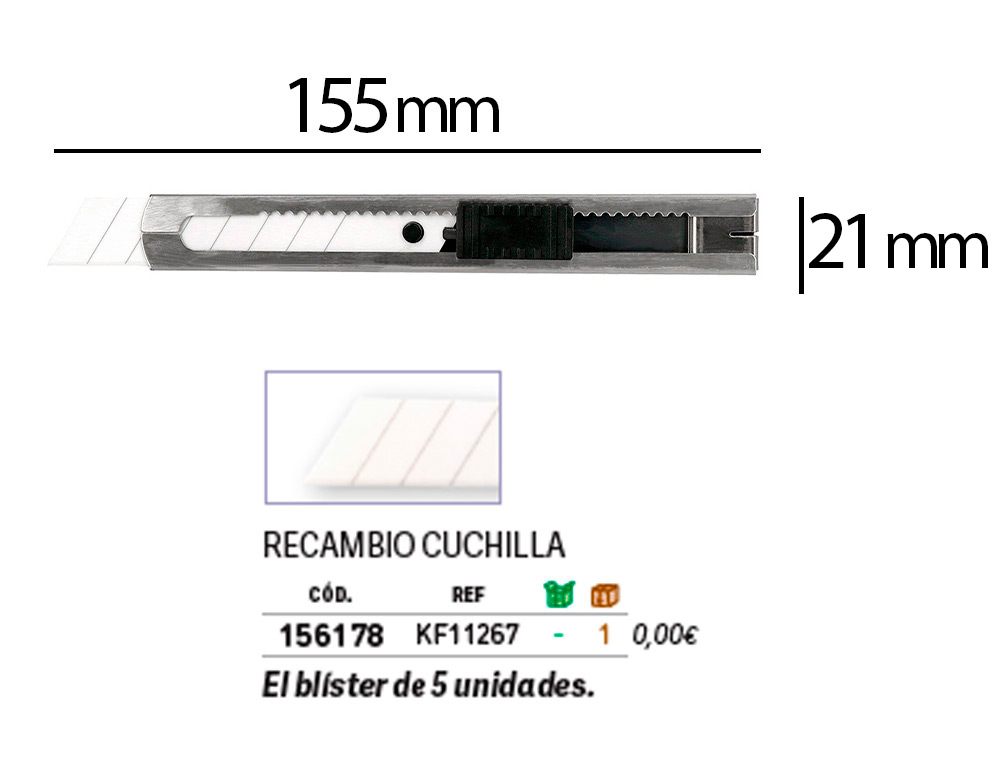 CUTER Q-CONNECT METALICO ANCHO CUCHILLA CERAMICA 18 MM XD- C78 CON CLIP BLISTER 1 UNIDAD