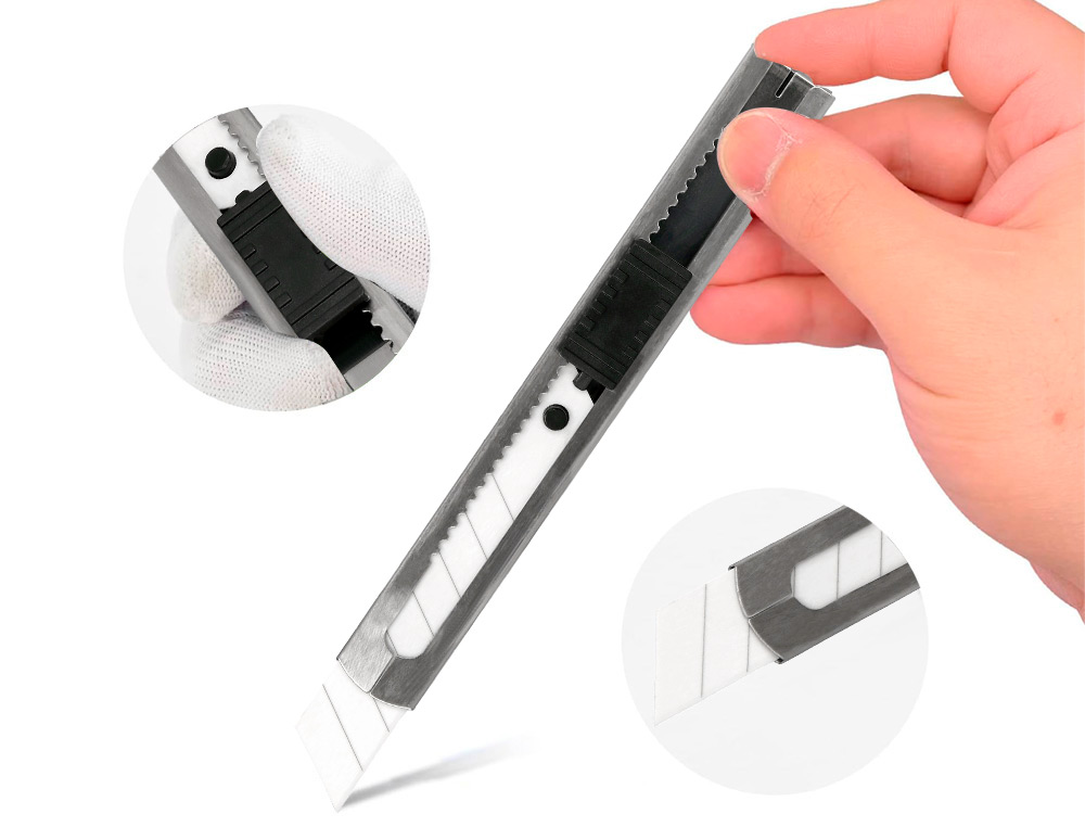 CUTER Q-CONNECT METALICO ANCHO CUCHILLA CERAMICA 18 MM XD- C78 CON CLIP BLISTER 1 UNIDAD