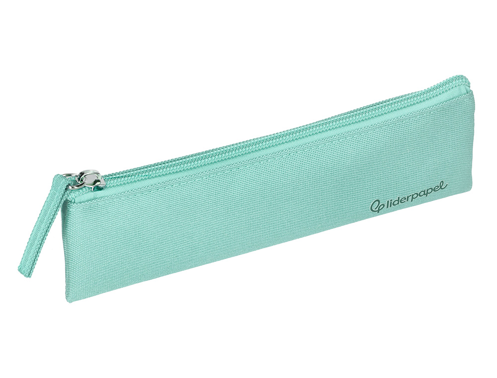 ESTUCHE PORTATODO LIDERPAPEL PLANO ESTRECHO UNA CREMALLERA 200X60 MM VERDE MANZANA