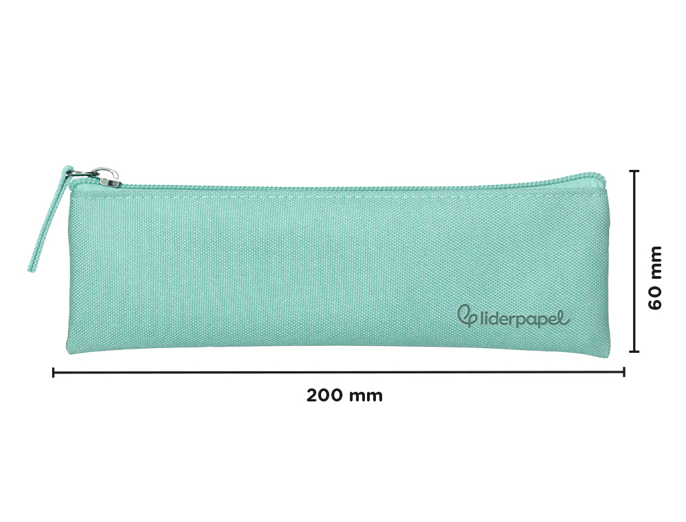 ESTUCHE PORTATODO LIDERPAPEL PLANO ESTRECHO UNA CREMALLERA 200X60 MM VERDE MANZANA