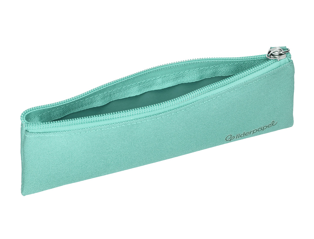 ESTUCHE PORTATODO LIDERPAPEL PLANO ESTRECHO UNA CREMALLERA 200X60 MM VERDE MANZANA