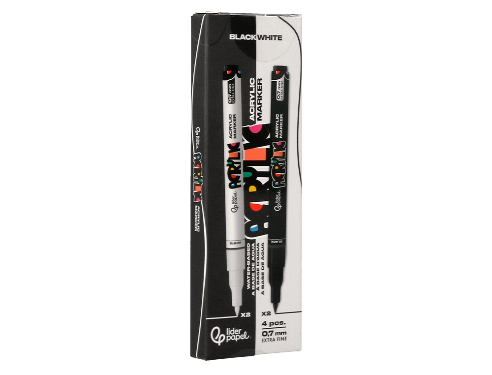ROTULADOR LIDERPAPEL ACRYLIC BASE AGUA TODO TIPO DE SUPERFICIE PUNTA FINA 0,7 MM CAJA DE 4 PERFILADORES