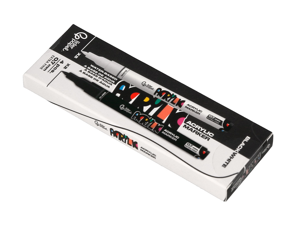 ROTULADOR LIDERPAPEL ACRYLIC BASE AGUA TODO TIPO DE SUPERFICIE PUNTA FINA 0,7 MM CAJA DE 4 PERFILADORES