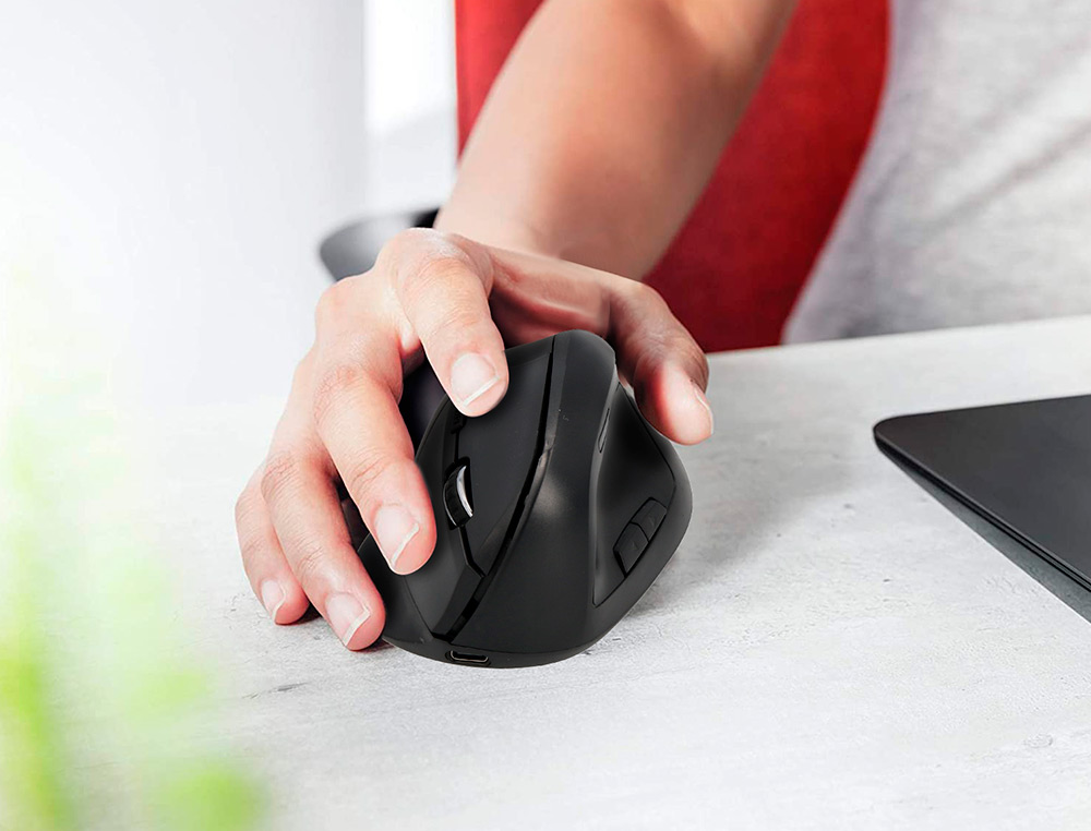 RATON Q-CONNECT OPTICO INALAMBRICO ERGONOMICO VERTICAL DPI 800/1200/1600 BATERIA RECARGABLE NEGRO