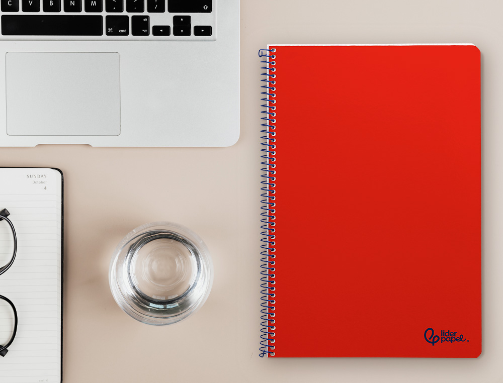CUADERNO ESPIRAL LIDERPAPEL A4 SMART TAPA BLANDA 80H 75GR CUADRO 4MM CON MARGEN COLOR ROJO