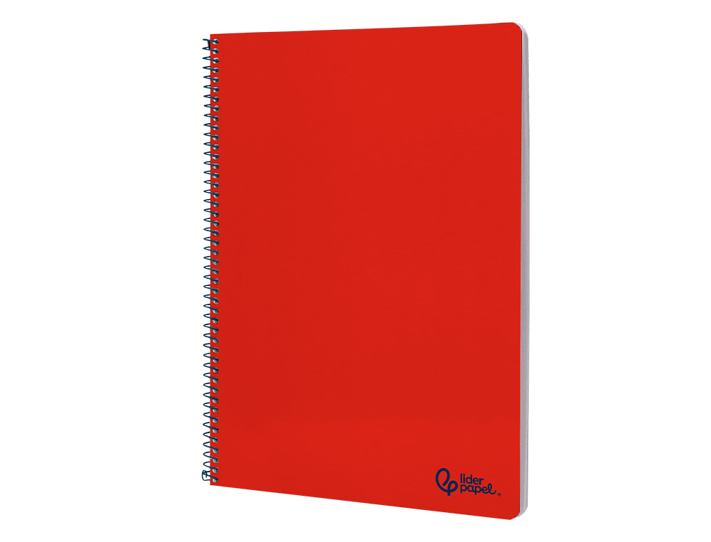 CUADERNO ESPIRAL LIDERPAPEL A4 SMART TAPA BLANDA 80H 75GR CUADRO 4MM CON MARGEN COLOR ROJO