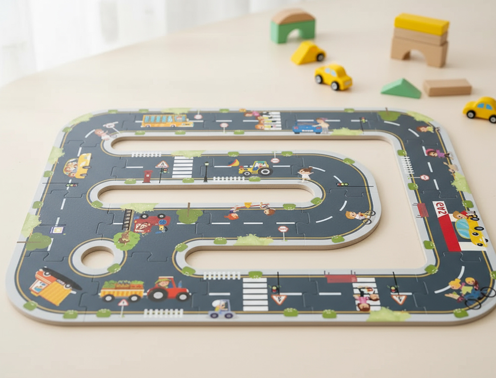 PUZLE INFANTIL IMAGINOVO MADERA CIUDAD DE CARRETERA +3 AOS 21 PIEZAS 22X22X6,4CM