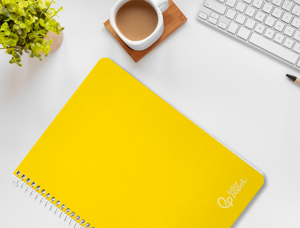 CUADERNO ESPIRAL LIDERPAPEL A4 WITTY TAPA DURA 80H 90GR RAYADO HORIZONTAL CON MARGEN COLOR AMARILLO