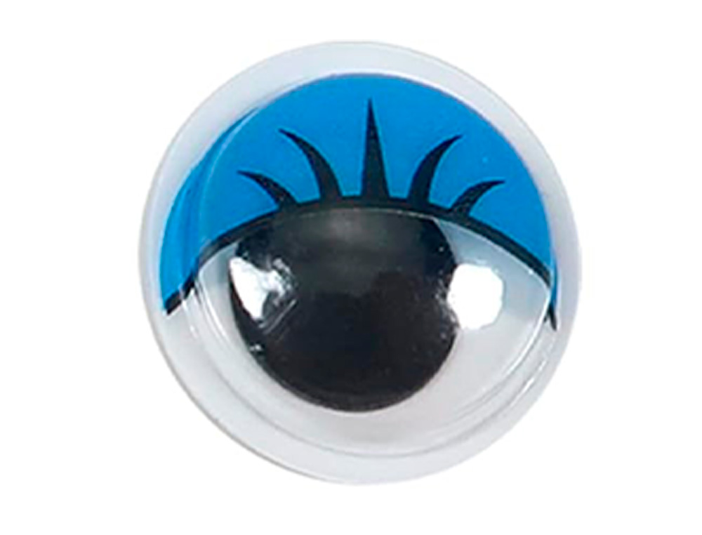 OJO ADHESIVO LIDERPAPEL 10 MM CON PUPILA NEGRA Y PESTAA DE COLOR AZUL PACK DE 66 UNIDADES