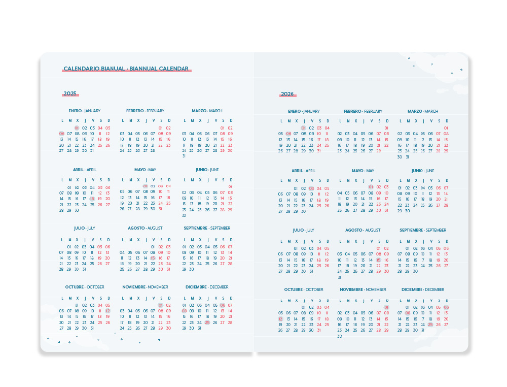 AGENDA ESCOLAR LIDERPAPEL 25-26 ESPIRAL PETITE LINEAS DIA PAGINA A5 BILINGÜE PAPEL FSC 80 GR