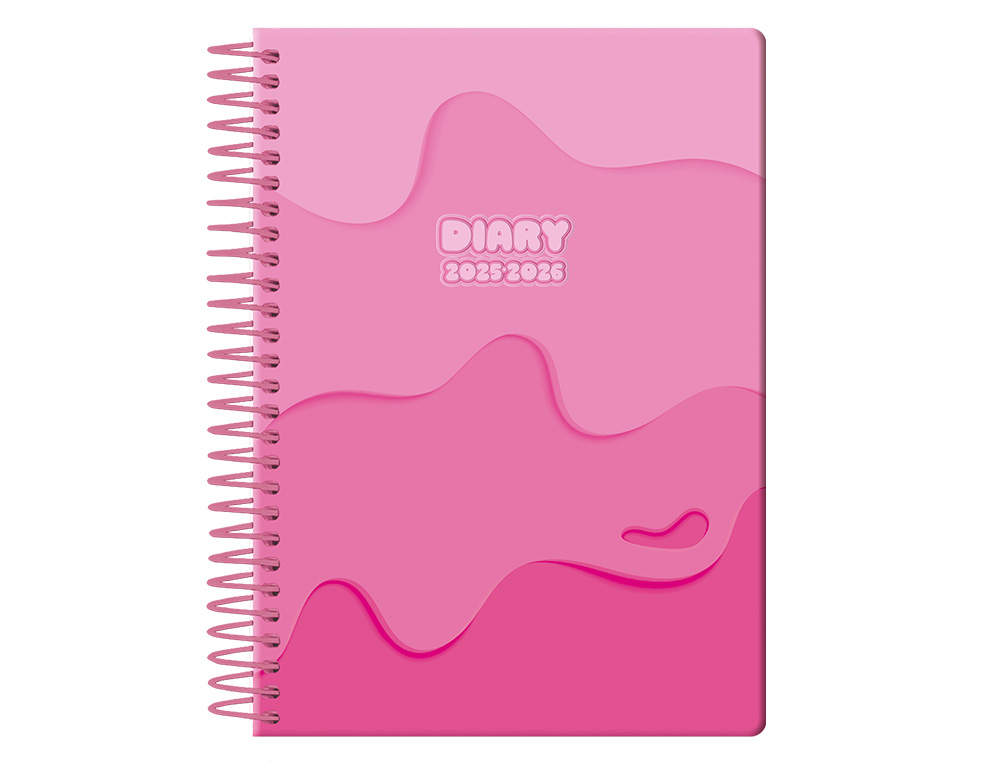 AGENDA ESCOLAR LIDERPAPEL 25-26 ESPIRAL MELTING ROSA SEMANA VISTA A5 BILINGE PAPEL FSC 80 GR