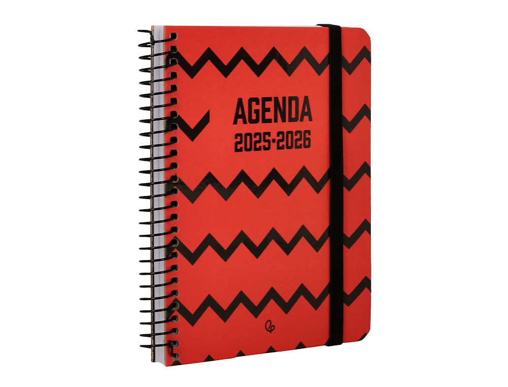 AGENDA ESCOLAR LIDERPAPEL 25-26 ESPIRAL PATTERNS ZIGZAG SEMANA VISTA A6 BILINGE PAPEL FSC 80 GR