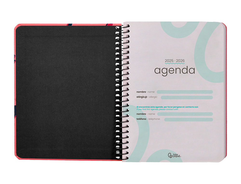 AGENDA ESCOLAR LIDERPAPEL 25-26 ESPIRAL PATTERNS ZIGZAG SEMANA VISTA A6 BILINGE PAPEL FSC 80 GR
