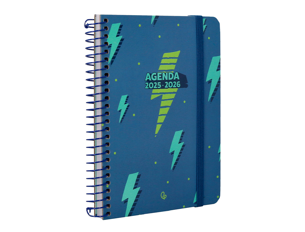 AGENDA ESCOLAR LIDERPAPEL 25-26 ESPIRAL PATTERNS RAYOS AZUL SEMANA VISTA A6 BILINGE PAPEL FSC 80 GR