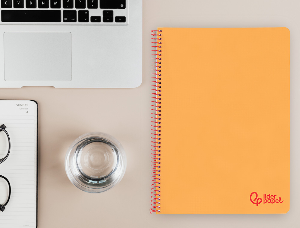 CUADERNO ESPIRAL LIDERPAPEL A4 WONDER TAPA PLASTICO 80H 90GR PAUTA ESTRECHA 2,5MM CON MARGEN COLOR NARANJA