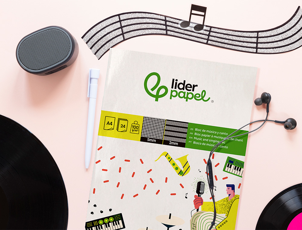 BLOC MUSICA Y CANTO LIDERPAPEL PENTAGRAMA INTERLINEADO 2 MM CUADRICULA 5MM DIN A4 24 HOJAS 100G/M2