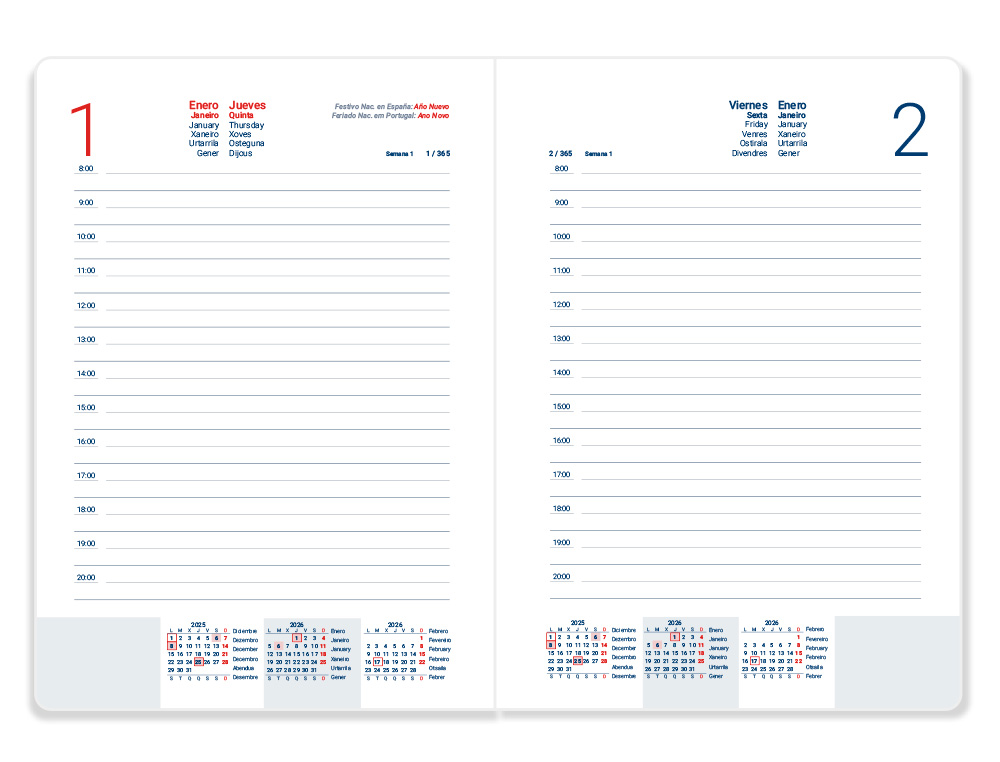 AGENDA ESPIRAL LIDERPAPEL CLASSIC A5 2026 DIA PAGINA ROJO PAPEL 70 GR FSC