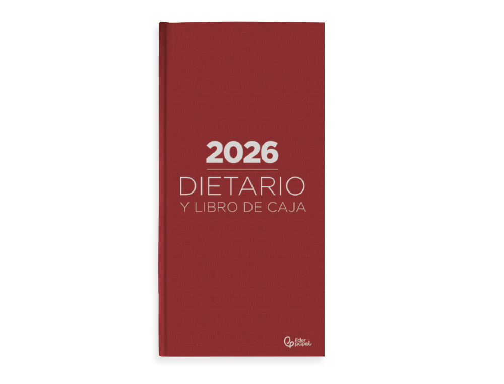 DIETARIO LIDERPAPEL 2026 DOS TERCIOS 150X305 MM DIA PAGINA COLOR ROJO PAPEL 70 GR FSC