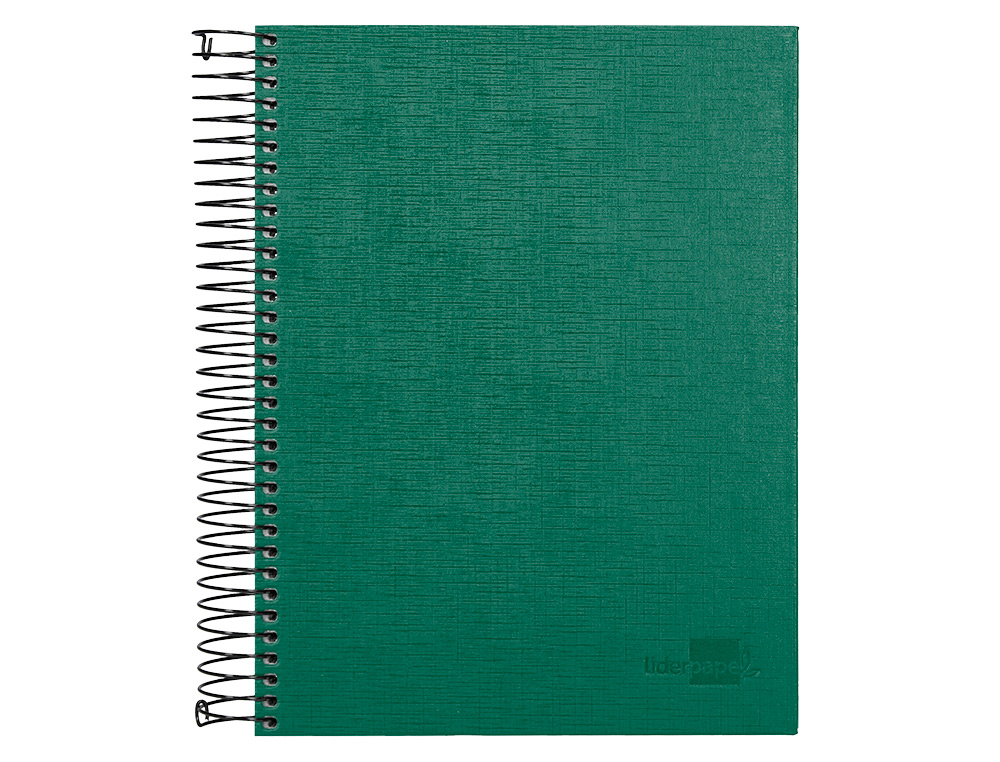 CUADERNO ESPIRAL LIDERPAPEL A5 MICRO PAPERCOAT TAPA FORRADA 140H 75 GR CUADRO5MM 5 BANDAS 6 TALADROS VERDE
