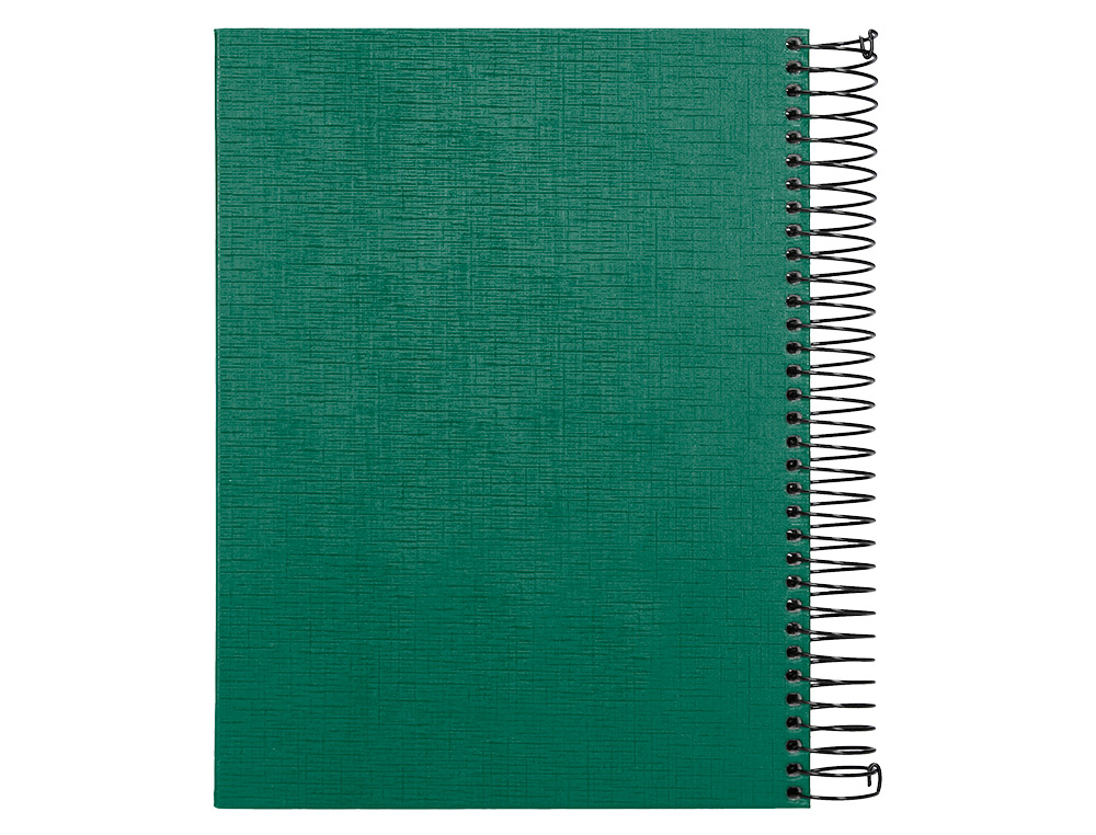 CUADERNO ESPIRAL LIDERPAPEL A5 MICRO PAPERCOAT TAPA FORRADA 140H 75 GR CUADRO5MM 5 BANDAS 6 TALADROS VERDE