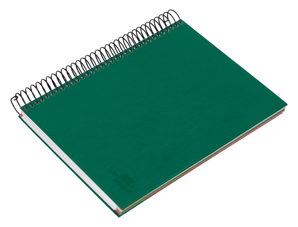CUADERNO ESPIRAL LIDERPAPEL A5 MICRO PAPERCOAT TAPA FORRADA 140H 75 GR CUADRO5MM 5 BANDAS 6 TALADROS VERDE