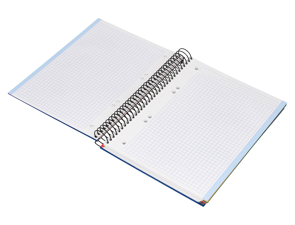 CUADERNO ESPIRAL LIDERPAPEL A5 MICRO PAPERCOAT TAPA FORRADA 140H 75 GR CUADRO5MM 5 BANDAS 6 TALADROS AZUL