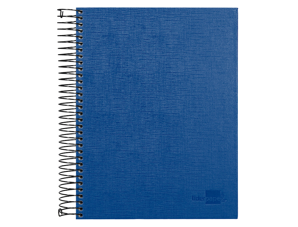 CUADERNO ESPIRAL LIDERPAPEL A5 MICRO PAPERCOAT TAPA FORRADA 140H 75 GR CUADRO5MM 5 BANDAS 6 TALADROS AZUL