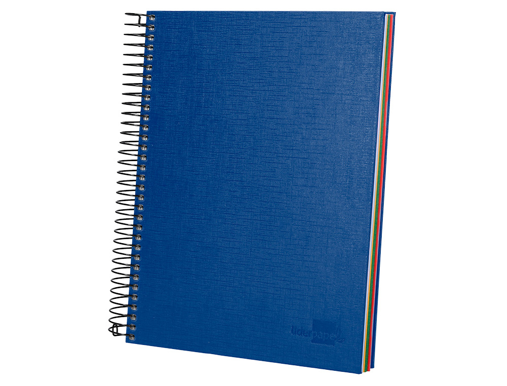CUADERNO ESPIRAL LIDERPAPEL A5 MICRO PAPERCOAT TAPA FORRADA 140H 75 GR CUADRO5MM 5 BANDAS 6 TALADROS AZUL