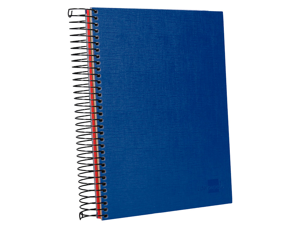 CUADERNO ESPIRAL LIDERPAPEL A5 MICRO PAPERCOAT TAPA FORRADA 140H 75 GR CUADRO5MM 5 BANDAS 6 TALADROS AZUL