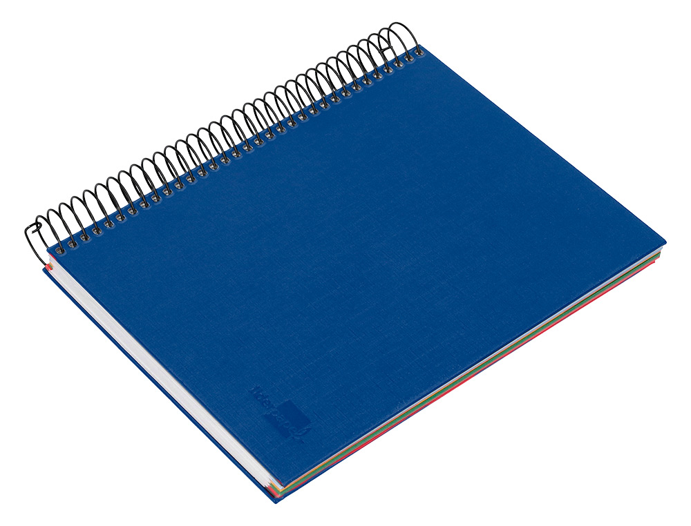 CUADERNO ESPIRAL LIDERPAPEL A5 MICRO PAPERCOAT TAPA FORRADA 140H 75 GR CUADRO5MM 5 BANDAS 6 TALADROS AZUL