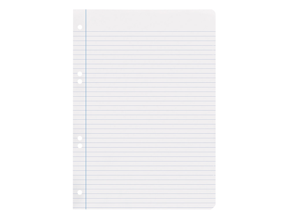 RECAMBIO LIDERPAPEL CUARTO 100 HOJAS 60GR HORIZONTAL CON MARGEN 6 TALADROS