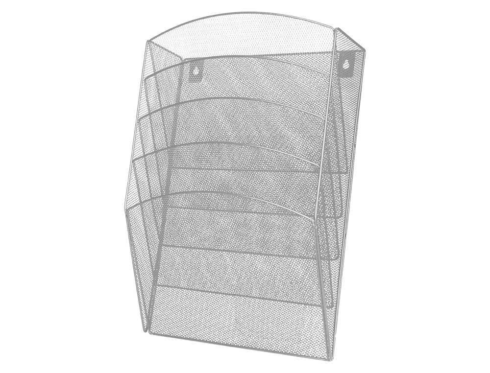 EXPOSITOR MURAL Q-CONNECT DE PARED 5 BANDEJAS DIN A4 PLATEADO 9,3X31,5X44 CM