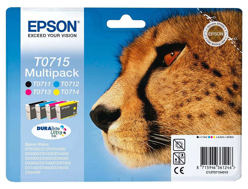 INK-JET EPSON STYLUS D78 D92 D120 DX4000 4050 4400 4450 5000 5050 600 6050 7000F 8400 MULTIPACK-T071140+240+340+440-