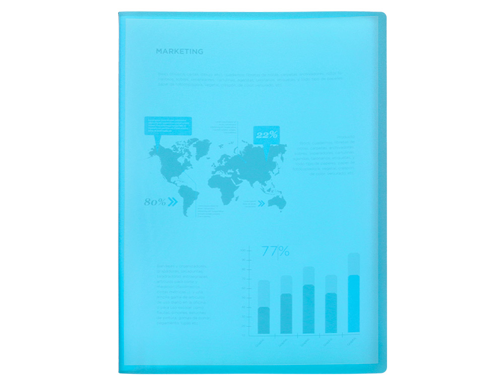 CARPETA LIDERPAPEL ESCAPARATE 47052 40 FUNDAS POLIPROPILENO DIN A4 AZUL TRANSLUCIDO
