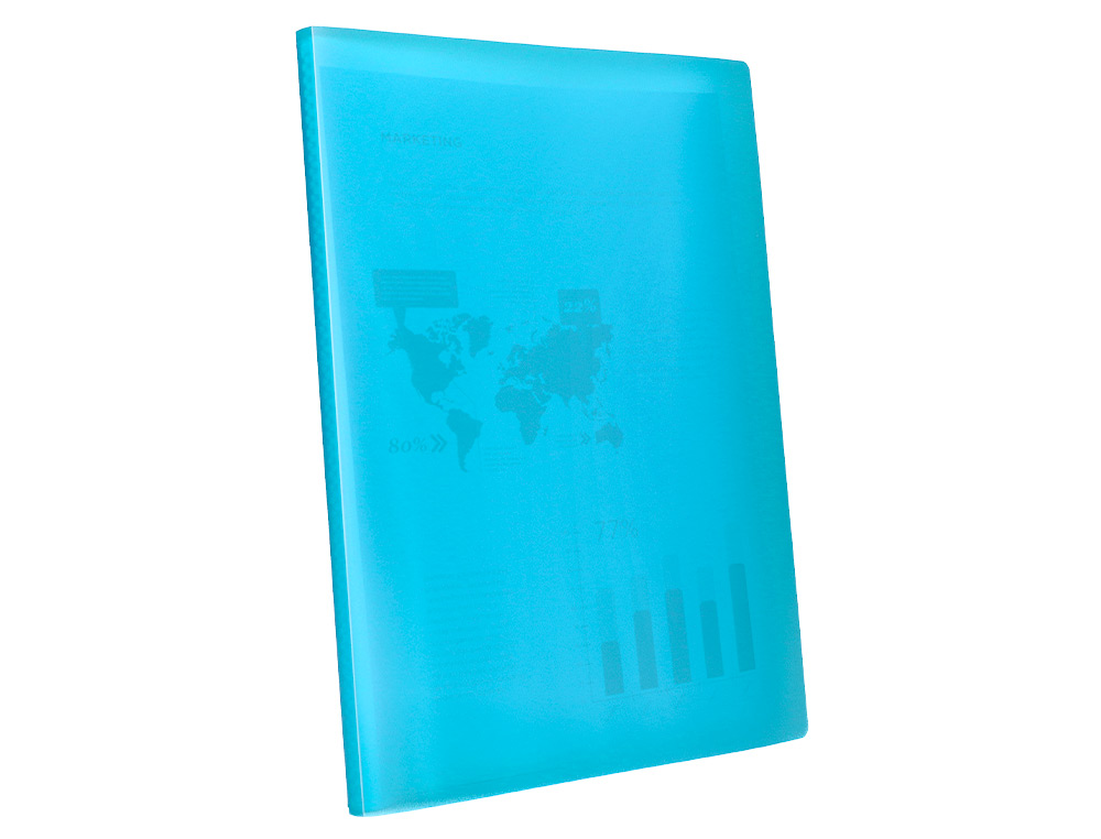 CARPETA LIDERPAPEL ESCAPARATE 47052 40 FUNDAS POLIPROPILENO DIN A4 AZUL TRANSLUCIDO