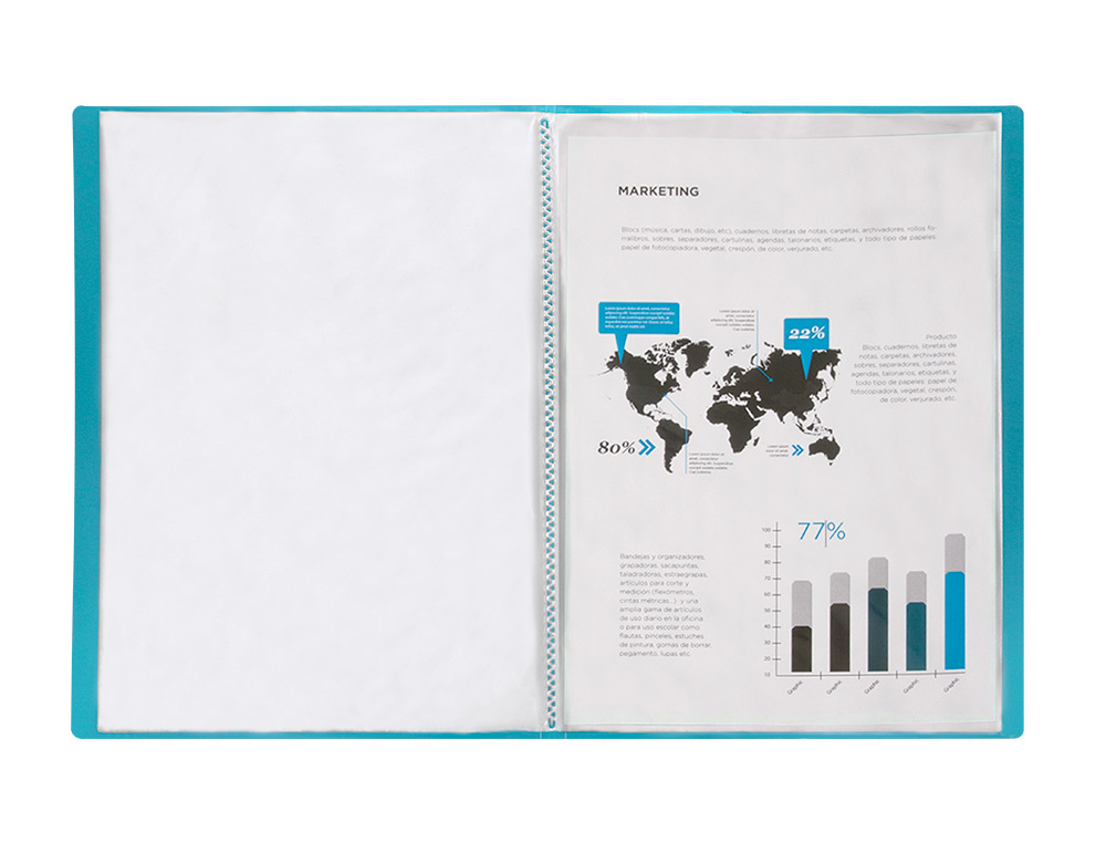 CARPETA LIDERPAPEL ESCAPARATE 47052 40 FUNDAS POLIPROPILENO DIN A4 AZUL TRANSLUCIDO