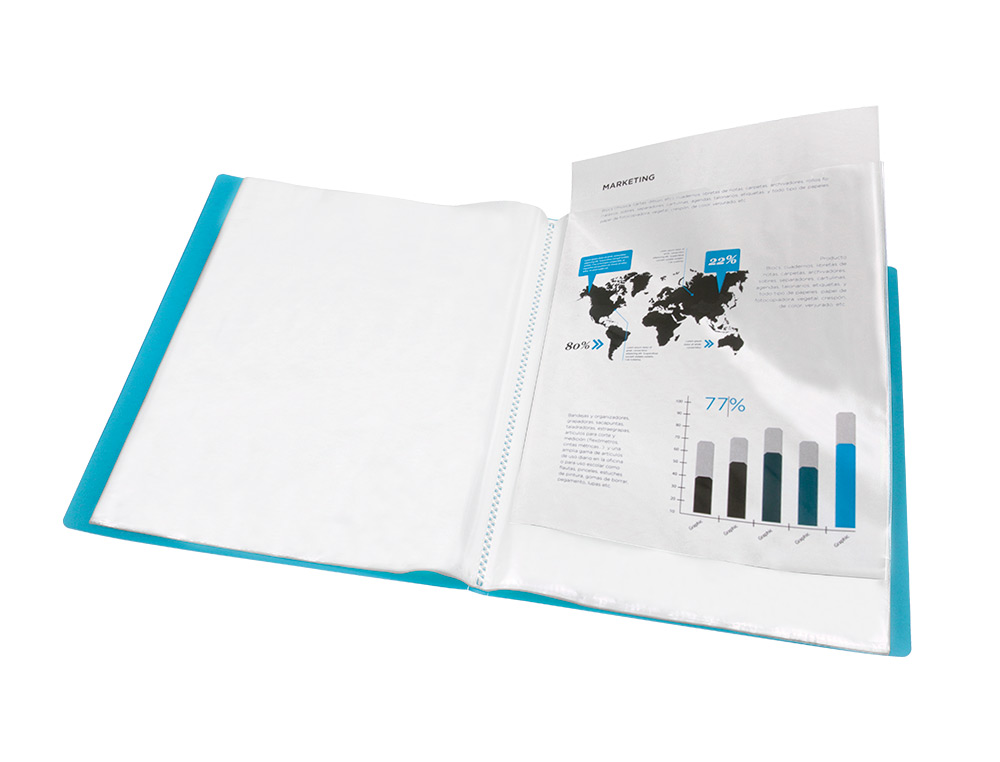CARPETA LIDERPAPEL ESCAPARATE 47052 40 FUNDAS POLIPROPILENO DIN A4 AZUL TRANSLUCIDO