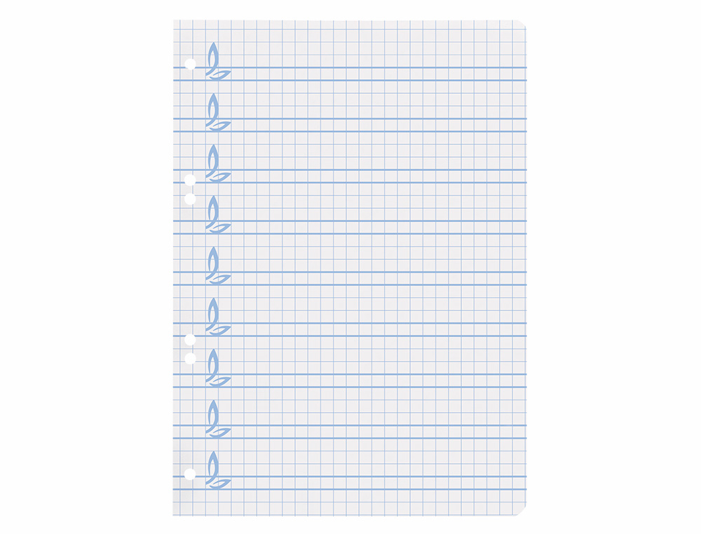 RECAMBIO LIDERPAPEL CUARTO PAUTAGUIA 100 HOJAS 75 G CUADRICULADO PAUTADO 5 MM CON MARGEN 6 TALADROS