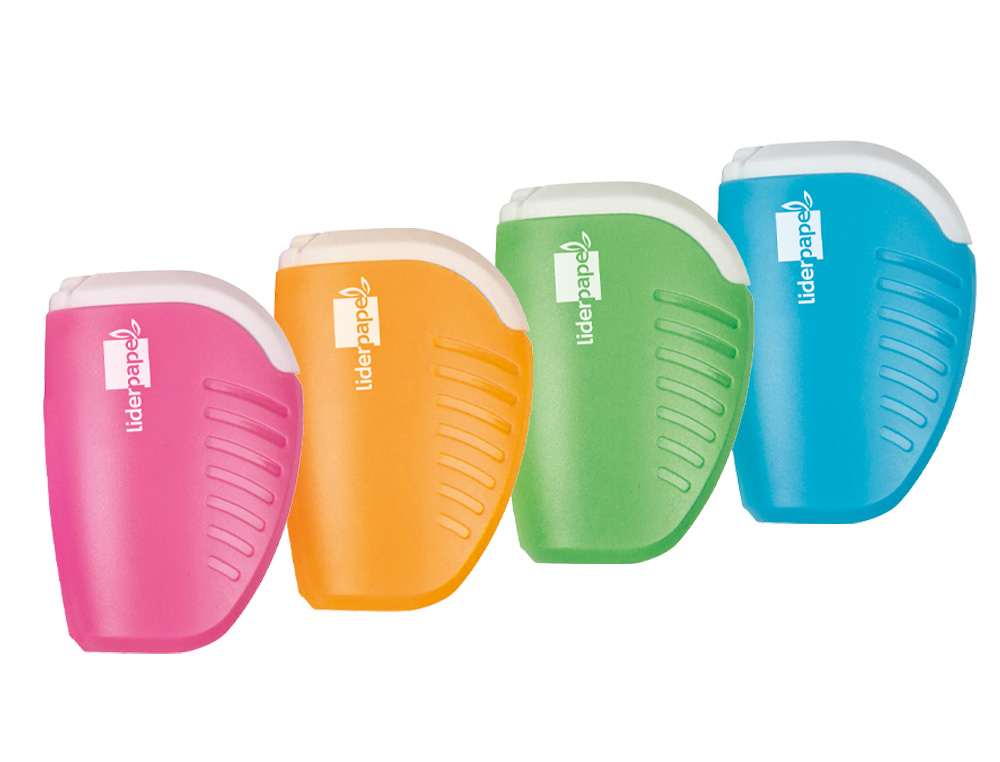 SACAPUNTAS LIDERPAPEL PLASTICO 1 USO CON DEPOSITO COLORES SURTIDOS