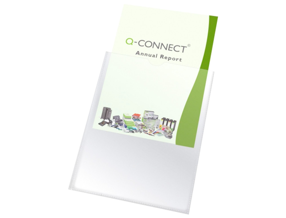 FUNDA PORTADOCUMENTO Q-CONNECT DIN A6 150 MICRAS PVC TRANSPARENTE CON UÑERO 105X148 MM