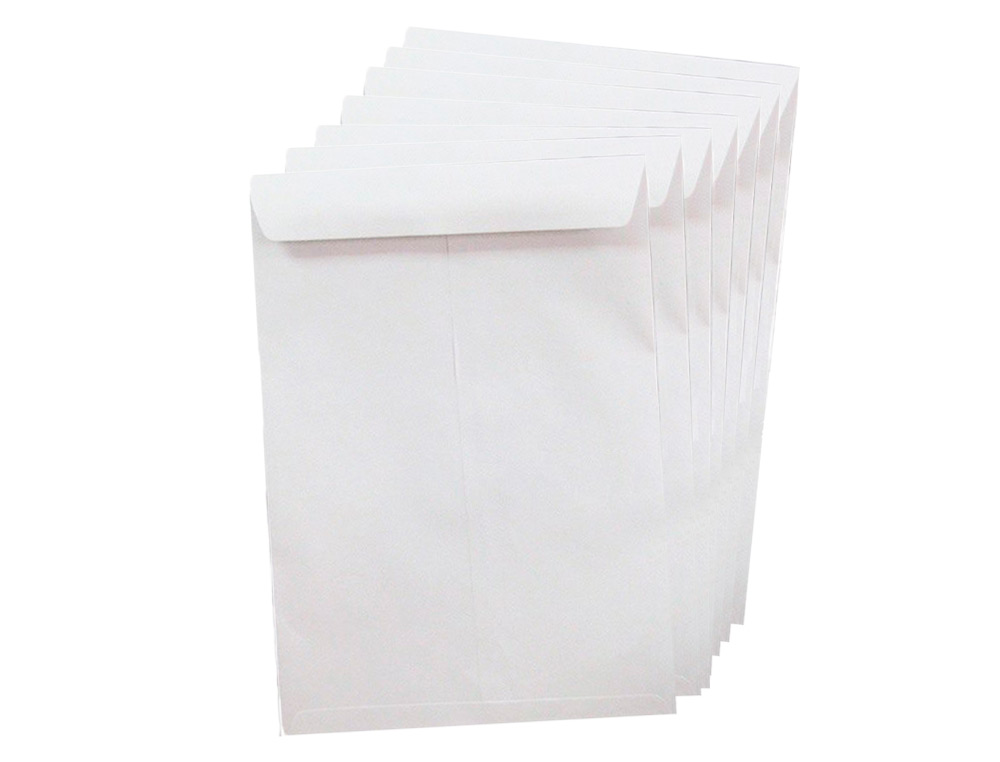 SOBRE LIDERPAPEL BOLSA N 8 BLANCO DIN 229X324 MM TIRA DE SILICONA PAQUETE DE 25 UNIDADES