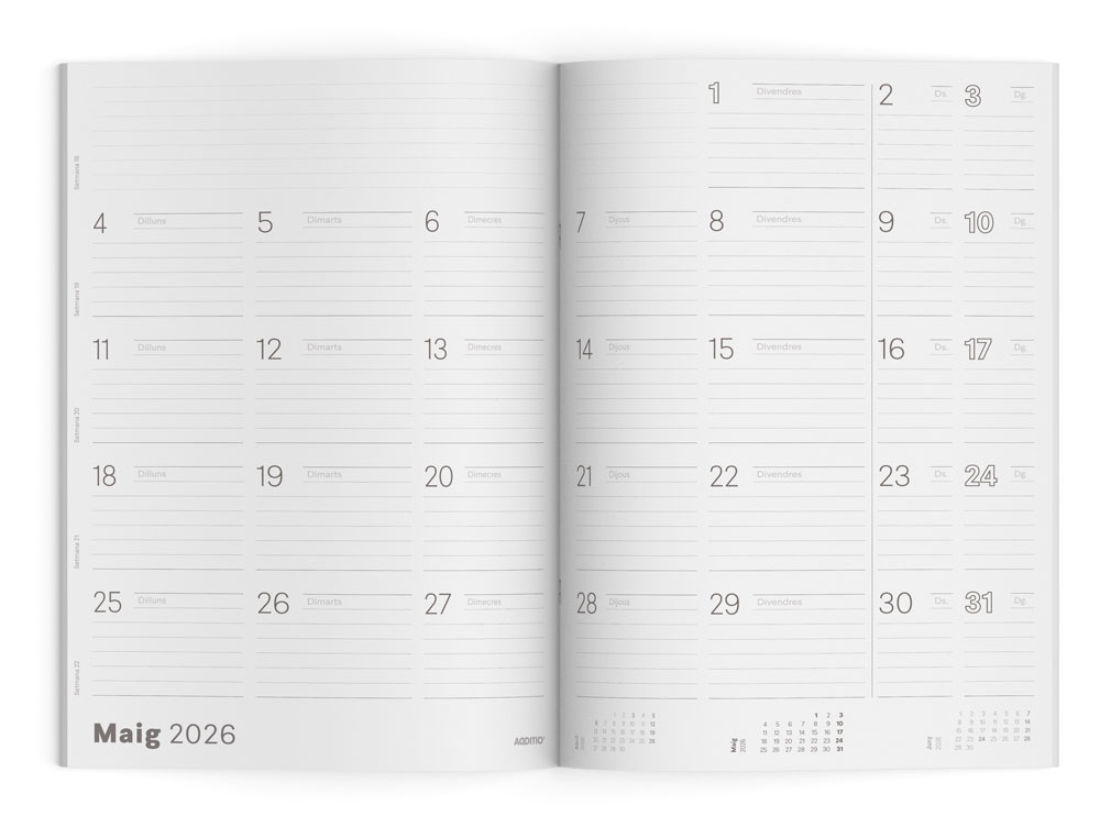 AGENDA G MES VISTA ADDITIO PLANIFICADOR 16 MESES 19,5X28,5 CM COLORES SURTIDOS CATALAN