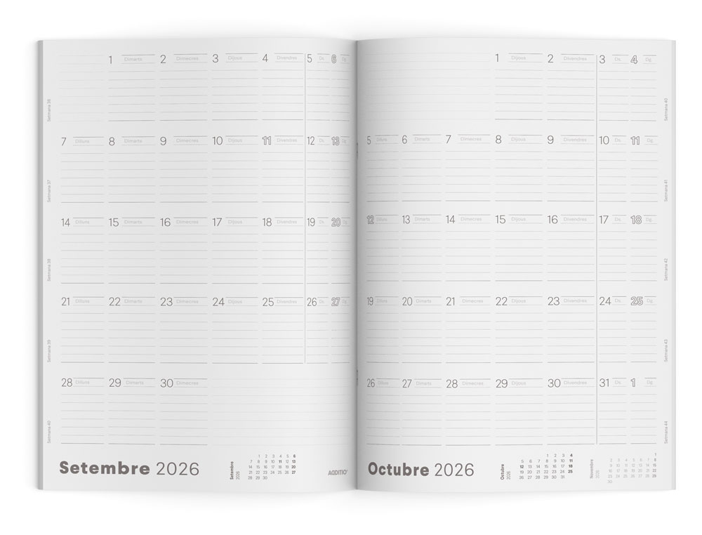 AGENDA G MES VISTA ADDITIO PLANIFICADOR 16 MESES 19,5X28,5 CM COLORES SURTIDOS CATALAN