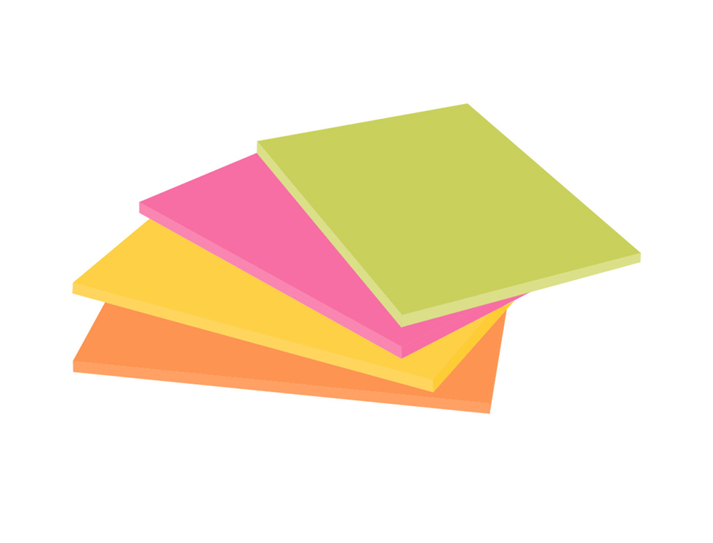 BLOC DE NOTAS ADHESIVAS QUITA Y PON POST-IT SUPER STICKY 152X101 MM CON 45 HOJAS PACK DE 4 UNIDADES COLORES NEON