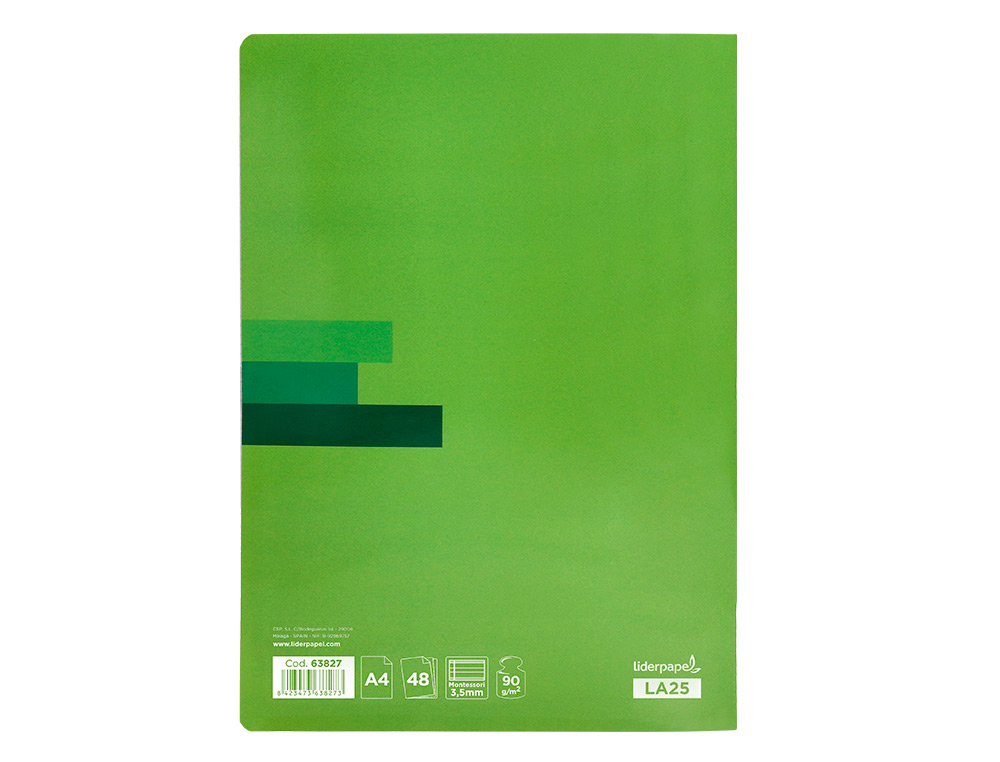 LIBRETA LIDERPAPEL SCRIPTUS A4 48 HOJAS 90GR RAYADO MONTESSORI 3,5MM CON MARGEN COLORES SURTIDOS